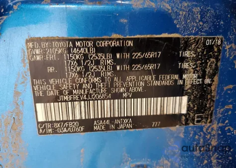 2018 Toyota Rav4 Le из США, поврежденный, VIN JTMBFREV4JJ206854